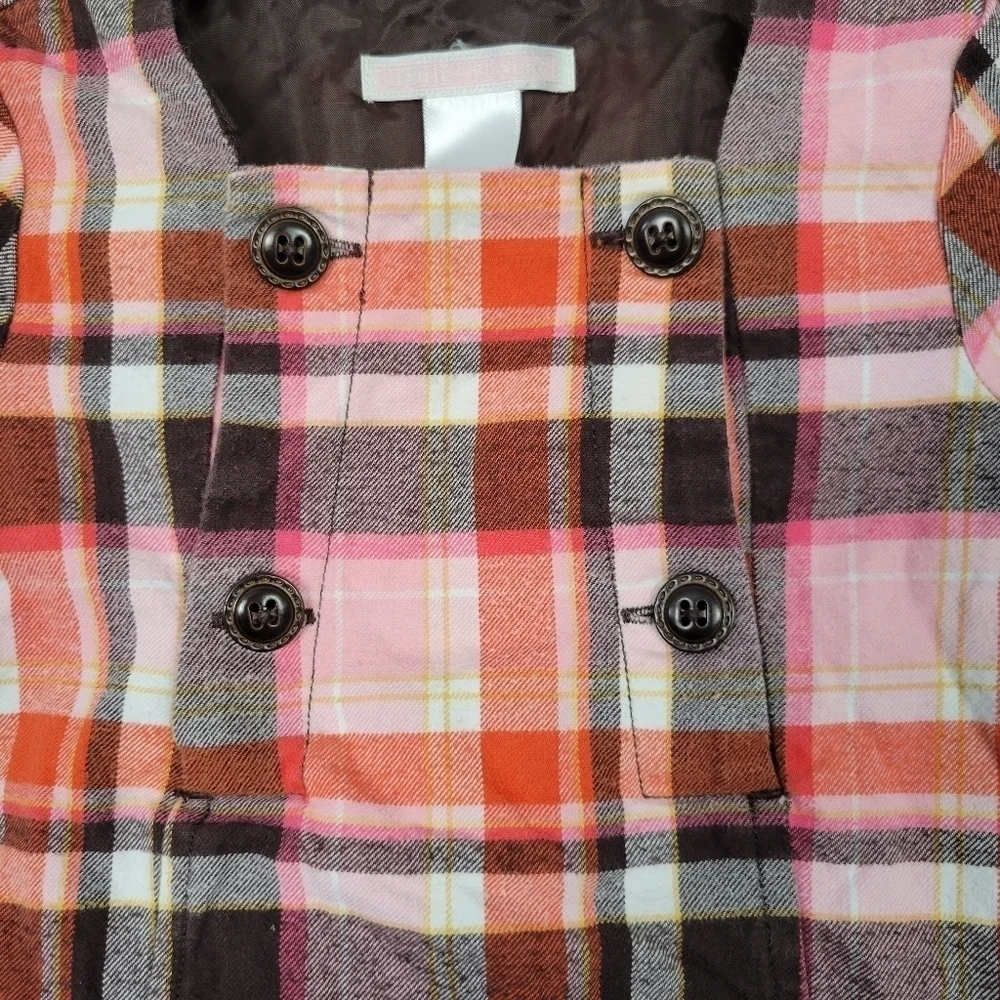 Janie and Jack Plaid Dress Baby Girl 12-18 Months Pink Orange Brown White Stripe